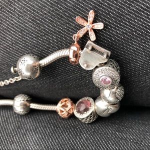 Pandora charms flower galaxy rose gold